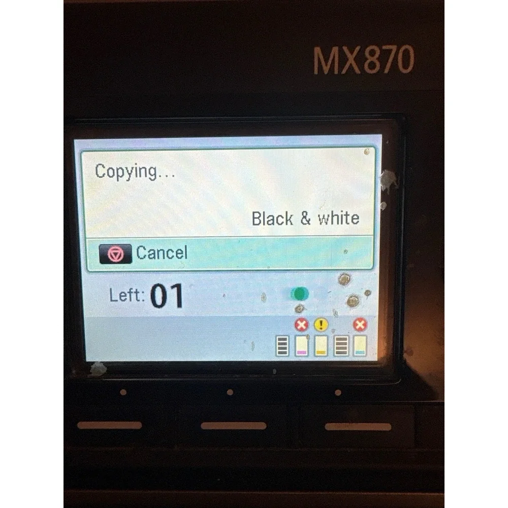 Canon PIXMA MX870 Printer Tested Working + 4 New OEM Black Ink & Cables